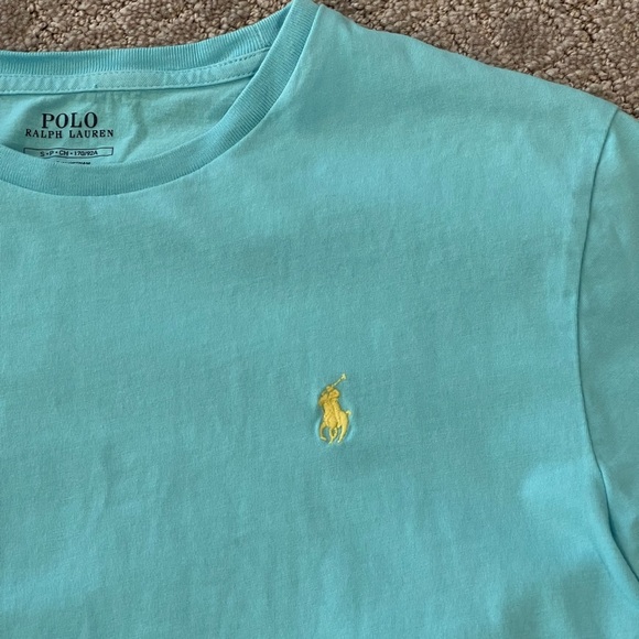 Polo Ralph Lauren Classic Jersey Crew Neck Tee, Color Aqua Blue, Men’s Small - Picture 5 of 12